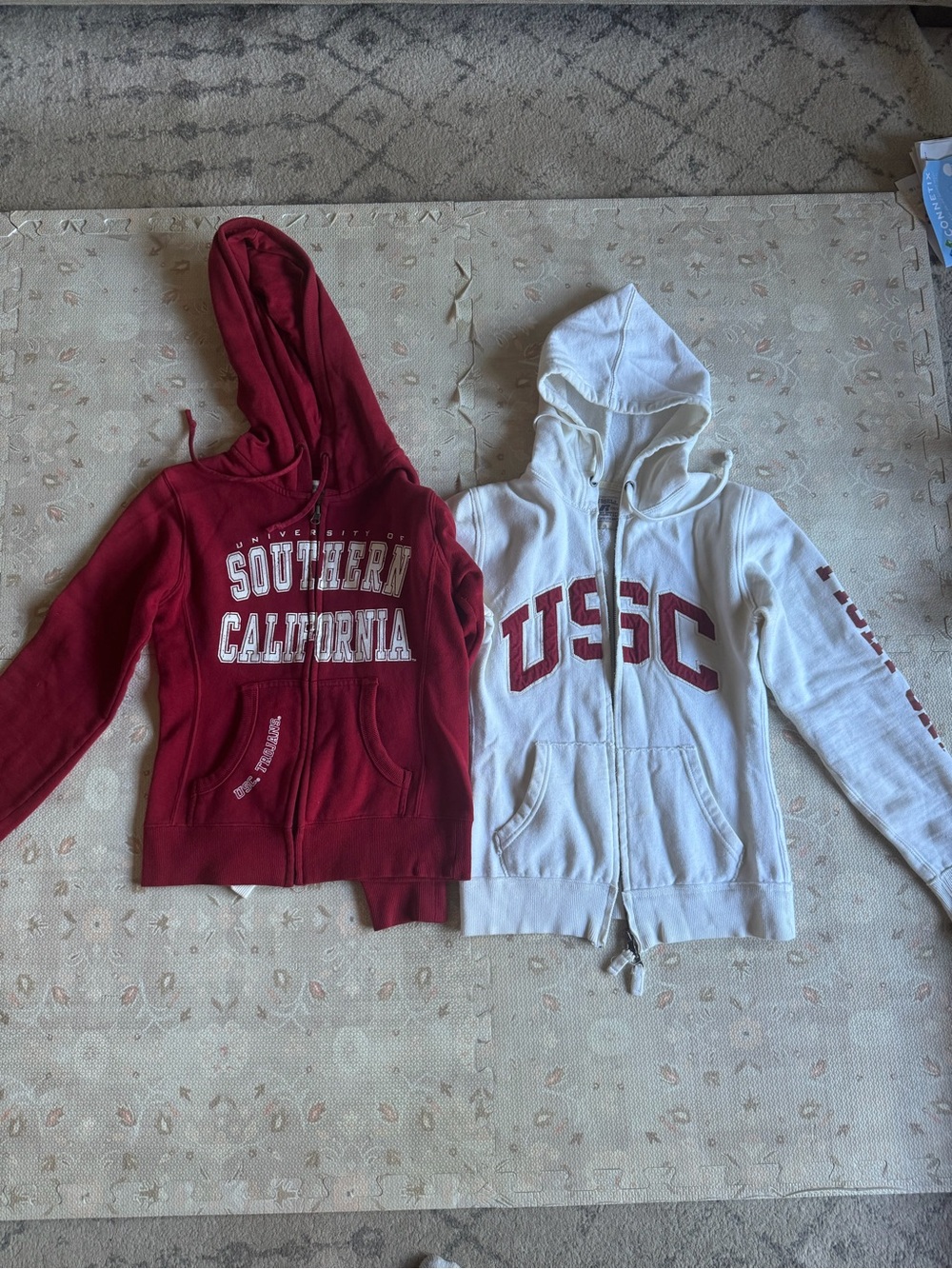 Bundle of 3 USC Zip Hoodies - White and Cardinal Red, black